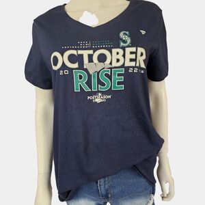 Fanatics Short Sleeve V-Neck Seattle Mariners October Rise 2022 T-Shirt Size L